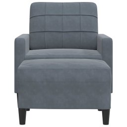 vidaXL Fauteuil met voetenbank 60 cm fluweel donkergrijs