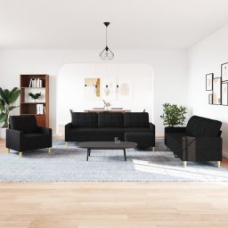 vidaXL 4-delige Loungeset met voetenbank stof zwart