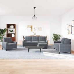 vidaXL 4-delige Loungeset met kussens fluweel donkergrijs