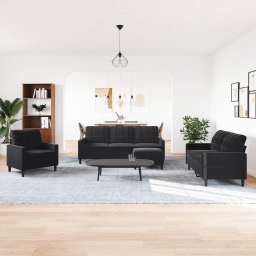 vidaXL 4-delige Loungeset met kussens fluweel zwart