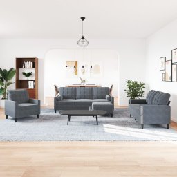 vidaXL 4-delige Loungeset met kussens en bolsters fluweel donkergrijs