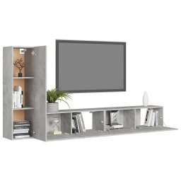 vidaXL 3-delige Tv-meubelset bewerkt hout betongrijs