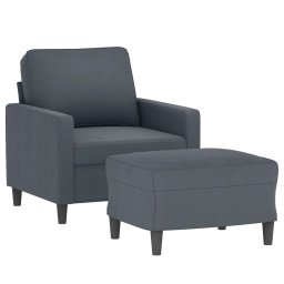 vidaXL Fauteuil met voetenbank 60 cm fluweel donkergrijs