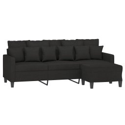 vidaXL Driezitsbank met voetenbank 180 cm stof zwart