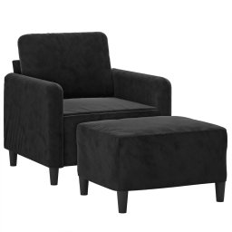 vidaXL Fauteuil met voetenbank 60 cm fluweel zwart