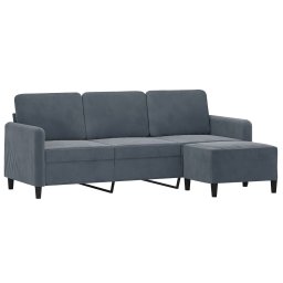 vidaXL Driezitsbank met voetenbank 180 cm fluweel donkergrijs