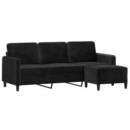 vidaXL Driezitsbank met voetenbank 180 cm fluweel zwart