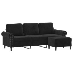 vidaXL Driezitsbank met voetenbank 180 cm fluweel zwart