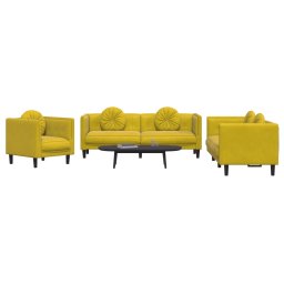 vidaXL 3-delige Loungeset met kussens fluweel geel