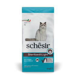 10kg Sterilized & Light met Vis Schesir Kattenvoer