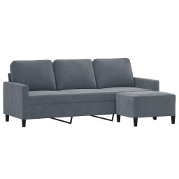 vidaXL Driezitsbank met voetenbank 180 cm fluweel donkergrijs