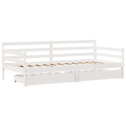 vidaXL Slaapbank met lades 90x200 cm massief grenenhout wit