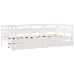 vidaXL Slaapbank met lades 90x190 cm massief grenenhout wit