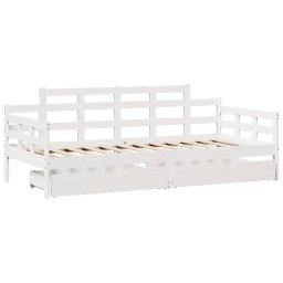 vidaXL Slaapbank met lades 90x200 cm massief grenenhout wit