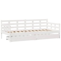 vidaXL Slaapbank met lades 90x200 cm massief grenenhout wit