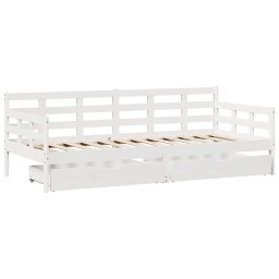 vidaXL Slaapbank met lades 90x190 cm massief grenenhout wit