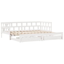 vidaXL Slaapbank met onderschuifbed/lades zonder matras 90x190 cm wit