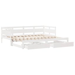 vidaXL Slaapbank met onderschuifbed/lades zonder matras 90x190 cm wit