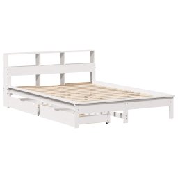 vidaXL Bed met boekenkast zonder matras grenenhout wit 150x200 cm