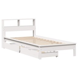 vidaXL Bed met boekenkast zonder matras grenenhout wit 90x200 cm