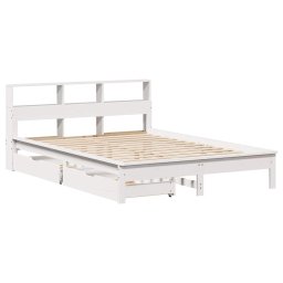 vidaXL Bed met boekenkast zonder matras grenenhout wit 135x190 cm