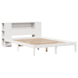 vidaXL Bed met boekenkast zonder matras grenenhout wit 140x190 cm