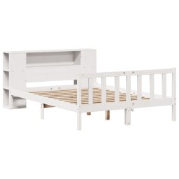 vidaXL Bed met boekenkast zonder matras grenenhout wit 140x190 cm