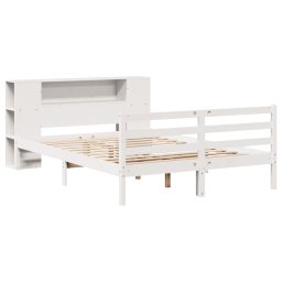 vidaXL Bed met boekenkast zonder matras grenenhout wit 140x190 cm