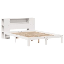 vidaXL Bed met boekenkast zonder matras grenenhout wit 160x200 cm
