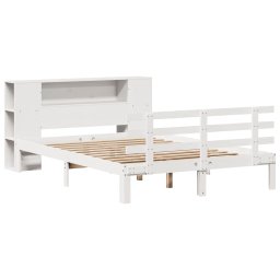 vidaXL Bed met boekenkast zonder matras grenenhout wit 140x200 cm