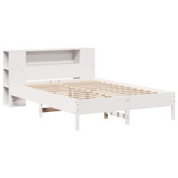 vidaXL Bed met boekenkast zonder matras grenenhout wit 140x190 cm
