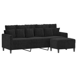 vidaXL Driezitsbank met voetenbank 180 cm fluweel zwart