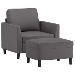 vidaXL Fauteuil met voetenbank 60 cm kunstleer grijs