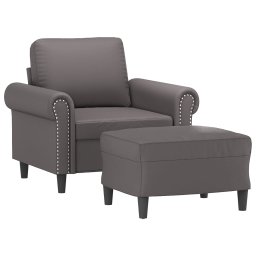 vidaXL Fauteuil met voetenbank 60 cm kunstleer grijs