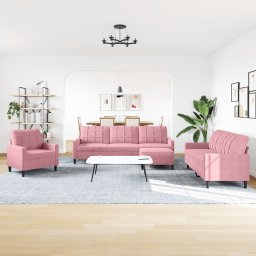 vidaXL 4-delige Loungeset met kussens fluweel roze