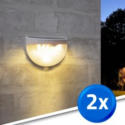 Solar buitenlamp druppel wandlamp wit 6 leds zonne energie 2 stuks