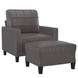 vidaXL Fauteuil met voetenbank 60 cm kunstleer grijs