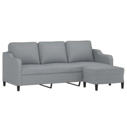 vidaXL Driezitsbank met voetenbank 180 cm stof lichtgrijs