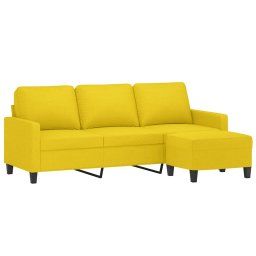 vidaXL Driezitsbank met voetenbank 180 cm stof lichtgeel