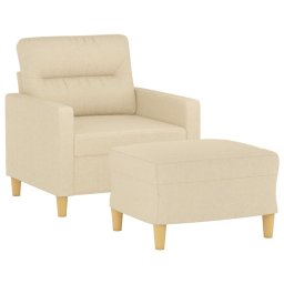 vidaXL Fauteuil met voetenbank 60 cm stof crèmekleurig