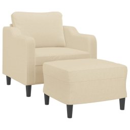 vidaXL Fauteuil met voetenbank 60 cm stof crèmekleurig