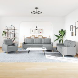 vidaXL 4-delige Loungeset met voetenbank stof lichtgrijs