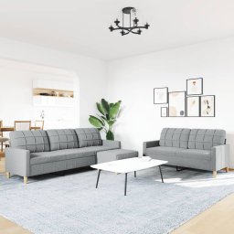 vidaXL 3-delige Loungeset met voetenbank stof lichtgrijs