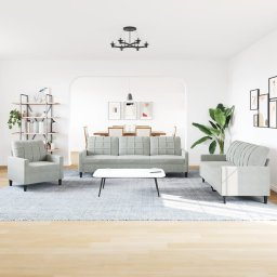 vidaXL 4-delige Loungeset met kussens fluweel lichtgrijs