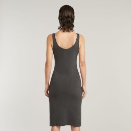 Overdyed Asymmetric Zip Jurk - Zwart - Dames