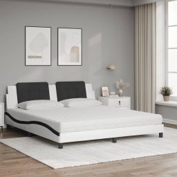 vidaXL Bed met matras "Zadar" kunstleer wit en zwart 180x200 cm
