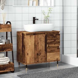 vidaXL Badkamerkast 65x33x60 cm bewerkt hout oud houtkleurig