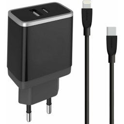 Mobiparts Dual USB Thuislader + Kabel Zwart