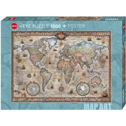 Map Art -Retro World Puzzel (1000 stukjes)