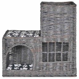 vidaXL Kattenbed/huis/kasteel met kussen wilgen